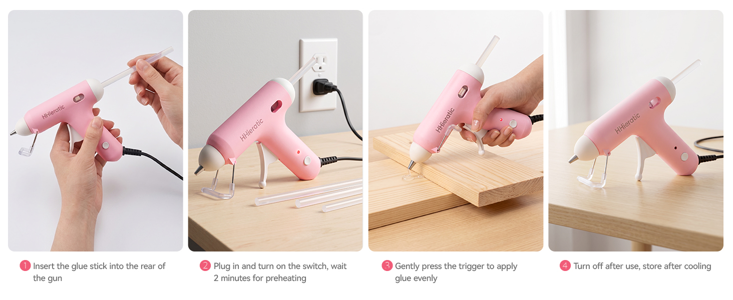 Mini Cute Hot Melt Glue Gun with 20 Glue Sticks, White Switch &amp;amp; Red Indicator Light,Compact Glue Gun