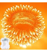 33FT 100 LED Battery Operated Halloween String Lights 8 Modes Twinkle Light | Orange Fairy Lights...