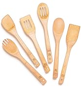 Riveira Bamboo Wooden Spoons for Cooking 6-Piece, Apartment Essentials Wood Spatula Spoon Nonstic...