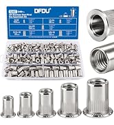 DFDU 340Pcs Rivet Nut Assortment Kit, SAE Rivnut Set #8-32#10-24 1/4"-20 5/16"-18 3/8"-16 UNC 304...