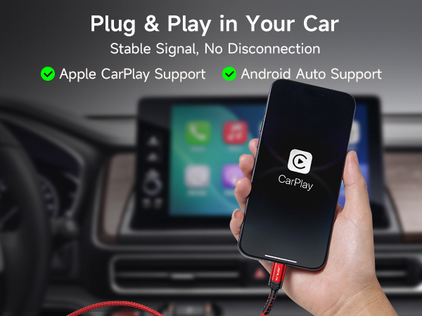 JSAUX USB C Cable: Plug and play in car with stable Apple CarPlay and Android Auto support.