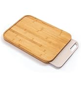 KitchenEdge Bamboo Cutting Board with Nesting Rice Fiber Chopping Board for Cooking Prep, 2 Piece...