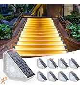 Kondras Motion Sensor Solar Stair Lights Outdoor, 8-Pack Super Bright LED Solar Powered Step Ligh...