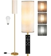 GOEBLESON Dimmable Floor Lamp for Living Room with Remote and Foot Switch, Standing Tall Lamp, Bu...