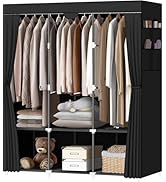 LOKEME Portable Closet, Portable Closets for Hanging Clothes with 3 Hanging Rods and 6 Storage Sh...