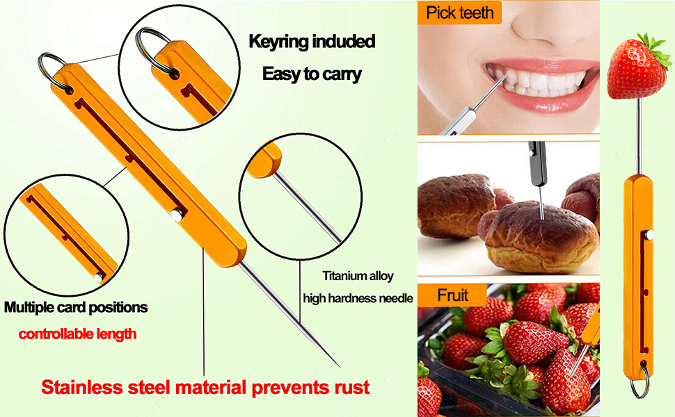 keychain titanium telescopic metal toothpick