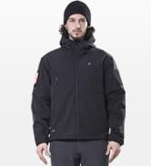 DEWBU Heated Jacket for Men with 12V Battery Pack Winter Outdoor Soft Shell Electric Heating Coat