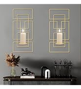 2 Set Metal Cubic Candle Sconces Iron Frame Candle Holders Wall Decor Minimalism Geometric Wall S...