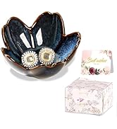 Flower Ceramic Ring Holder Dish Jewelry Tray Cute Vanity Organizer Blue Room Decor Aesthetic Nigh...
