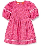 Essentials Girls and Toddlers' 100% Cotton Puff-Sleeve Fit &amp; Flare Dress