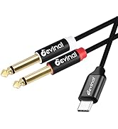 Devinal USB C to 1/4" inch Audio Cable, Type C to Dual 6.35mm TRS Stereo Aux Cord Y Splitter for ...