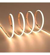 TOPAI 12V Thin 4mm COB LED Strip Light 3000K Warm White 16.4ft(5M) Flexible 3M Adhesive Tape, CRI...