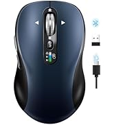 Wireless Bluetooth Mouse for Laptop,USB+BT×2,Quiet Ergo Computer Mouses,Metal 4-Way Super Scrolli...