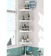 Corner Shower Caddy Tension Pole: Rust Proof 4Tier Shampoo Storage Organizer for Inside Shower - ...
