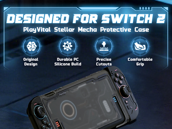 PlayVital Protective Case for Nintendo Switch 2, Stellar Mecha Ergonomic Cover