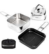 ALOCS Camping Cookware Set, Stainless Steel Pot, 7-inch Non-Stick Pan, Portable Kettle, Outdoor C...