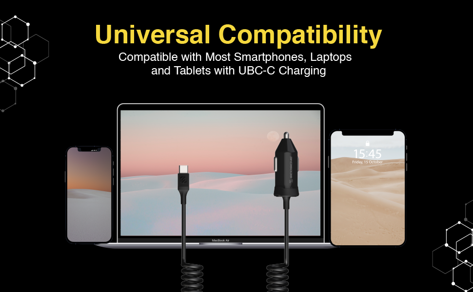 3.0 Fast Car Charger with Attached 3-Foot Adjustable Coiled Cabl