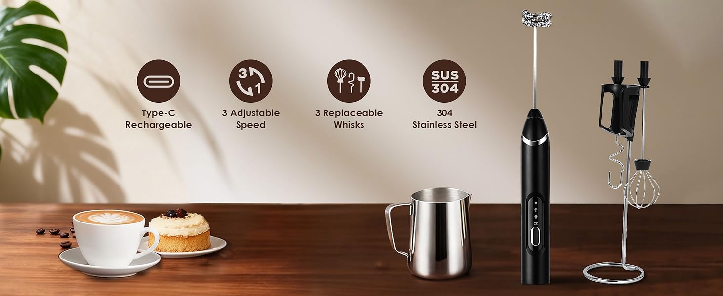 ToWinSom milk frother black