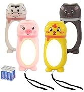 Hilngav 4 Pack Small Mini LED Flashlight for Kids - Cute Animal Flashlight - 2 in 1 Lantern Flash...