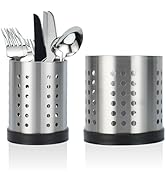 LIOUCBD 2Pcs Kitchen Utensils Holder with Base, Stainless Steel Spoon Holder, Silverware Countert...