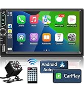Double Din Car Stereo Compatible with Apple Carplay and Android Auto,7 inch HD Touch Screen Car R...