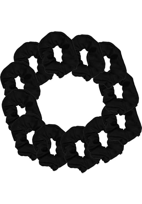 Motique Accessories Scrunchies for Women, Pack of 12, Black | One Dozen Matching Hair Ties, Soft ...