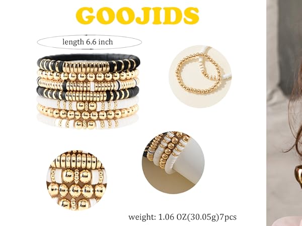 GOOJIDS Surfer Heishi Clay Bead Bracelets