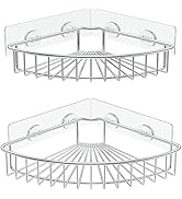 SMARTAKE 2-Pack Corner Shower Caddy, SUS304 Stainless Steel, Wall Mounted Bathroom Shelf with Adh...