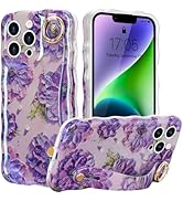ROSEHUI for iPhone 13 Pro Max Case,Floral Curly Wavy for Women Girls,Colorful Retro Oil Painting ...