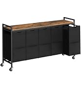 HOOBRO Laundry Sorter 5 Sections, Laundry Hamper with Wheels, 5 × 10.5 Gallon (40 L), Rolling Lau...