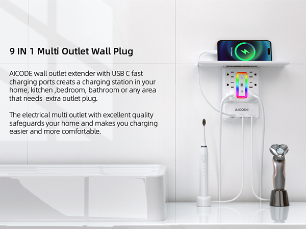 9 in 1 multi outlet wall plug