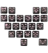 TYRIXKI 21 Keys Crystal Jelly Transparent Keycaps, PC Material Black Cat Cute Heart Shaped Person...