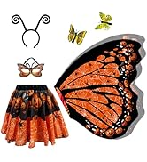 Jackcell Butterfly Wings Costume for Girls, Fairy Wings Halloween Costumes Set,Butterfly Cape wit...