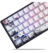 XVX PBT Japanese Keycaps, Shine Through White Keycaps, Plum Blossom Custom Keycap Set 127 Keys, D...