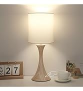 Bedside Touch Lamp, 3 Way Dimmable Touch Control Table Lamp, Wood Grain Farmhouse Table Lamp, Mod...