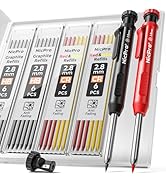 Nicpro Carpenter Pencil with Sharpener, Mechanical Pencils Set with 26 Refills, Deep Hole Marker ...