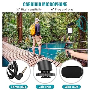 vlog kit with microphone and light