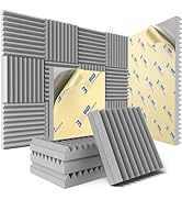 12 Pack Sound Proof Foam Panels for Wall with Self Adhesive, 2" X 12" X 12" High Density Acoustic...
