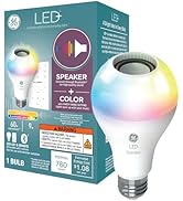 GE LED+ A21 LED Light Bulb, Indoor Color Changing Wireless Blutooth Speaker Light with Remote, 9W...