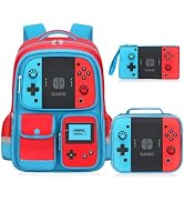 TILYTADLY Kids Backpack for Boys - 3pcs Gamer Boys Backpack with Lunch Box Set for Elementary Mid...