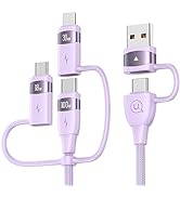 100W USB C Multi Charging Cable, USAMS 4FT 5-in-1 5A Fast Sync Charger Adapter Nylon Braided Type...