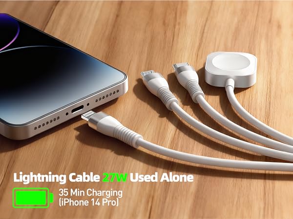This retractable Lightning cable supports 27W charging and is compatible with all older Apple iPhone