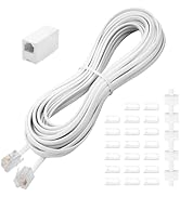 Uvital 25 Feet Phone Line Cord, RJ11 Phone Cable, Landline Telephone Wire with Telephone Coupler ...