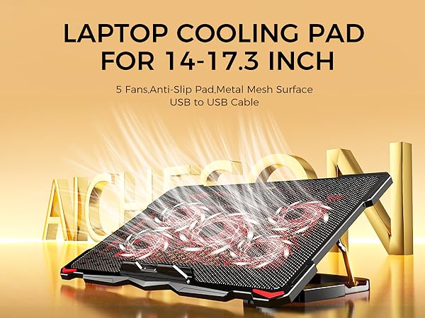 AICHESON laptop cooling pad laptop fan cooling pad laptop fan with 5 cooling fans