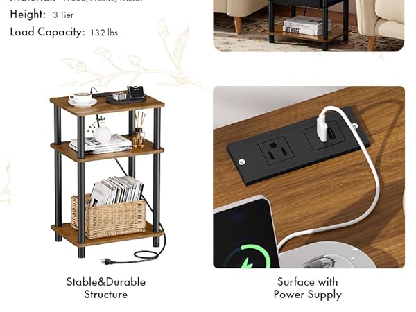 side table with charging station