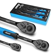 DISEN 3pcs Black Ratchet Set (1/2", 3/8", 1/4" Drive) - 90-Tooth Reversible with Non-Slip Rubber ...
