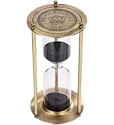 SuLiao Hourglass 60 Minute Sand Timer, Vintage Brass Black Sand Clock Stand, Large Metal Sand Wat...