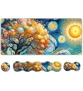 AIMSA Keyboard Mouse Pad Set, Large Gaming Mouse Pad + Wrist Rest + Mouse Pad with Wrist Support ...