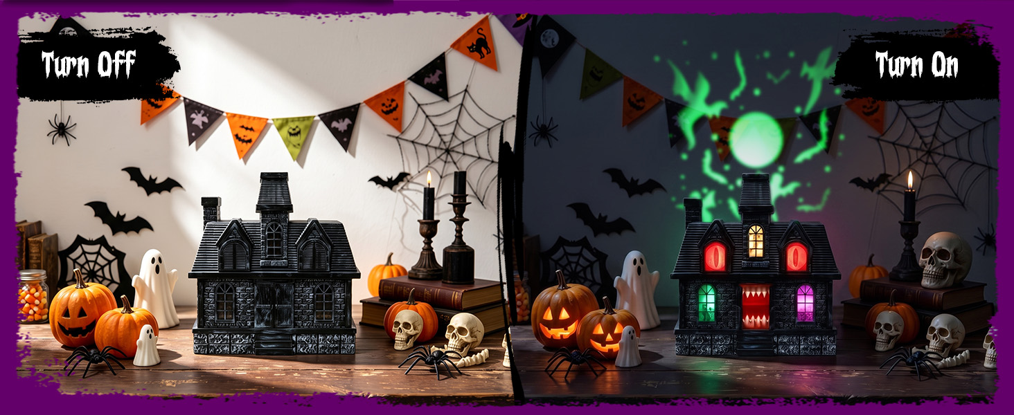 Halloween Projection Haunted House Decor, Colorful Lights