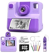 Kids Camera Instant Print, Christmas Birthday Gifts for Toddle Girls Boys Age 3-12, 24MP &amp; 1080P ...